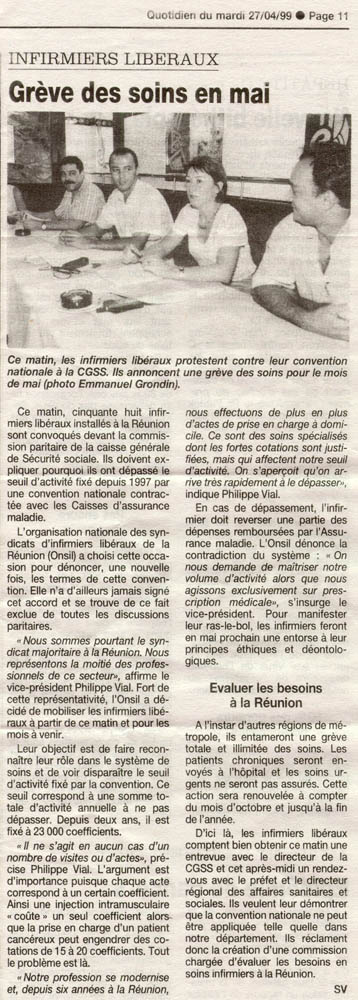 Conf�rence de Presse de l'ONSIL R�union � St Denis le 26 Avril 1999